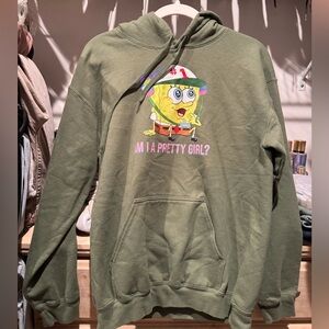 sponge bob Gildan Olive Hoodie